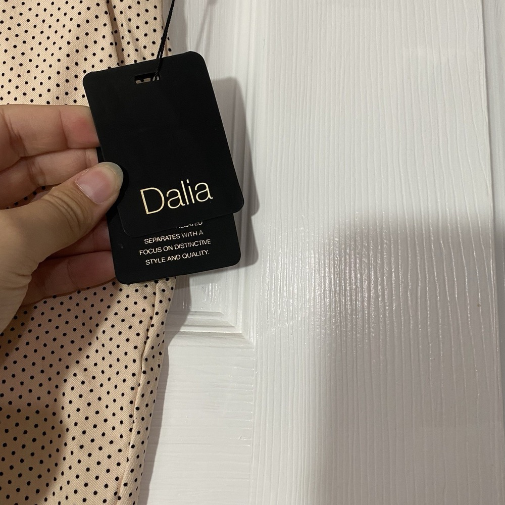 Dalia Women's Swiss Polka Dot Dress Pants‎ Light Pink Black Size 14 NWT - Picture 3 of 7